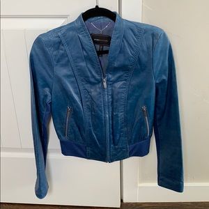 Blue Leather bcbgmaxazria leather jacket